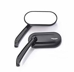 Triumph Oval Cast Mirrors Pair - Black